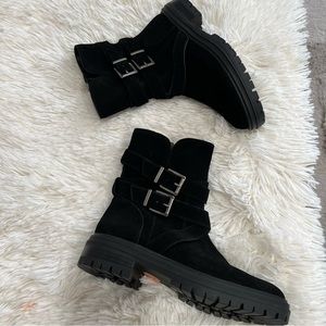 Vince Camuto Belisha combat boots 7 suede biker grunge festiva‎ dark academia